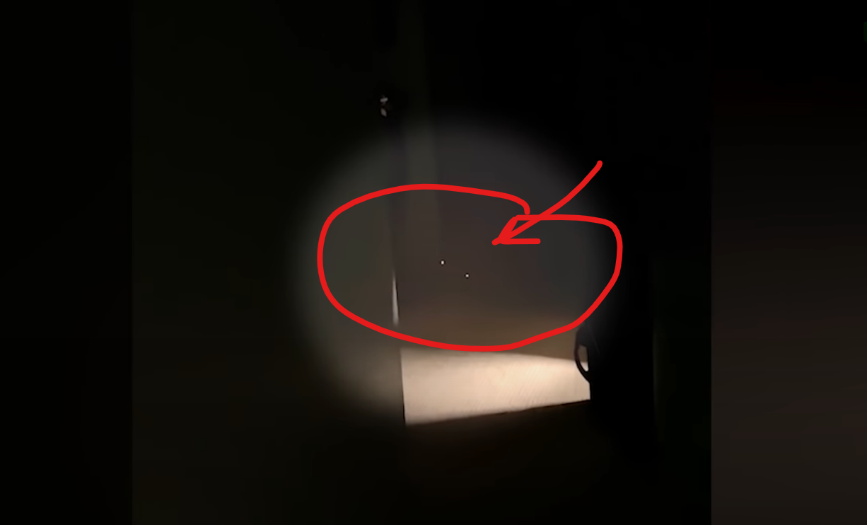 A pair of glowing eyes appear to the homeowner while recording.