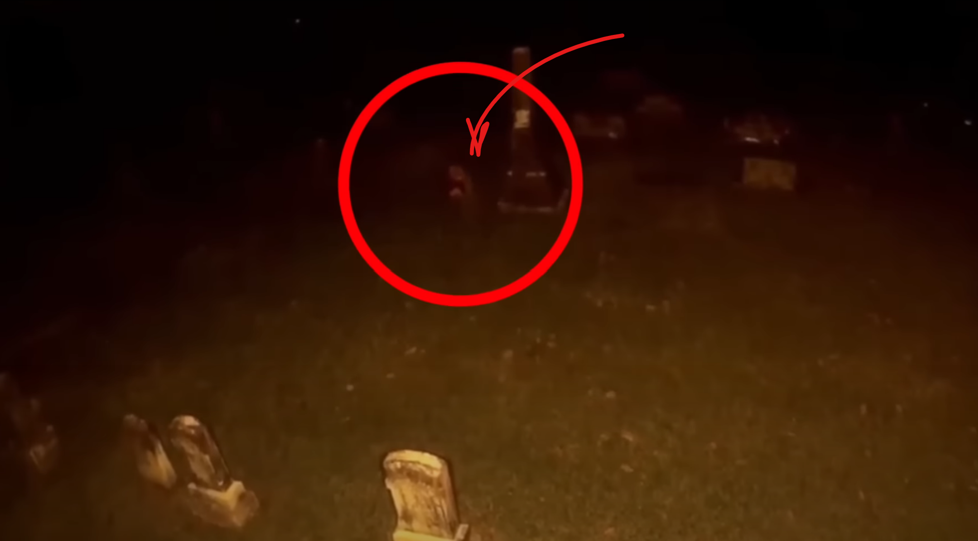 While using a drone over a cemetery at night, an investigator capture what appears to be an apparition of a child running into the darkness.