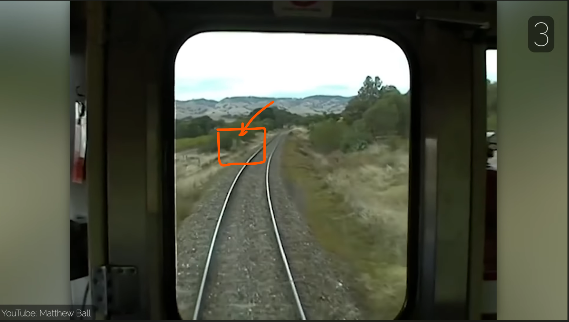 Mathew Ball posted a video snippet where in a train in Australia, an apparition is seen walking across the train track.
