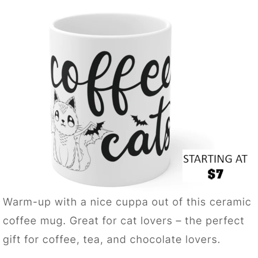 Warm-up with a nice cuppa out of this ceramic coffee mug. Great for cat lovers – the perfect gift for coffee, tea, and chocolate lovers. .: These 11oz (0.33 l) mugs are made with durable white ceramic so that your prints can stand out. .: All mugs feature a comfortable c-handle and a shiny finish so that they're both easy to use and great to look at. .: Drink confidently on a daily basis, as all mugs are lead and BPA-free.