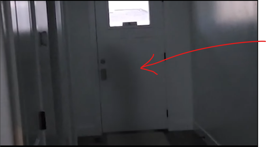 A guy talking about his experience with a knocking from an unkown source, he captures what appears to be a shadowy figure walking across the hallway.