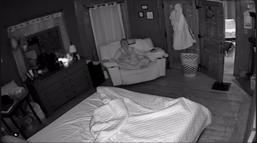 Liz appears to either sleep walk or is possessed by the entity in the house.